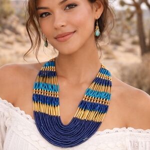 Park Lane Tranquility Seed Bead Bib Style Statement Necklace